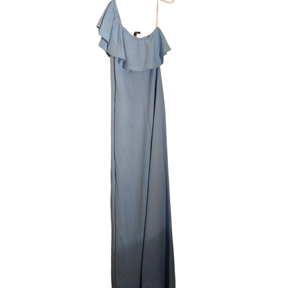 Lulu‎ Powder Blue One Shoulder Ruffle Gown Prom Wedding Sz S